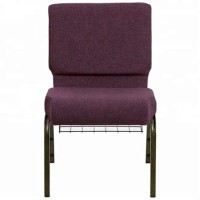 Cheap Church Chairs Cover with Fabric Wholesale Stacking Church Chair with Back Pocket Red Church Chair with Rack/Basket