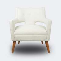 New Design Classic White Fabric+Rubber Wood Leisure Single Lounge Accent Living Room Chairs Modern