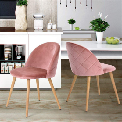 2019 New Design Cheap Price Dining Furniture Wholesale Modern Fabric Dining Chair With Wooden Transfer Metal Legs