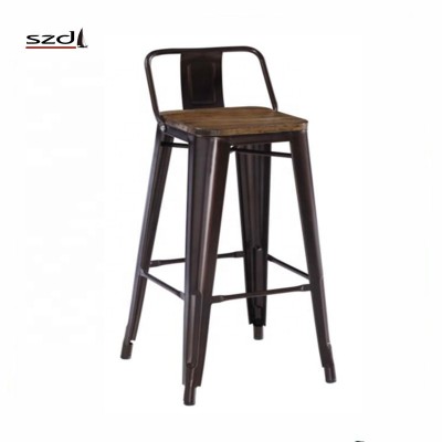 high bar chair with back and wood seat TMC-011W